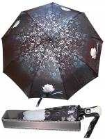 Женский складной зонт Popular Umbrella 1003/черный,кремовый