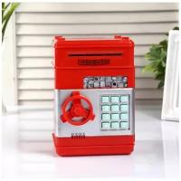 Электронная копилка сейф для денег с кодовым замком и купюроприемником (красный)