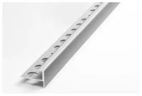Профиль F-образный алюминиевый для плитки до 10мм, лука ПУ 13.2700.01л, длина 2,7м, 01л - Анод серебро матовое