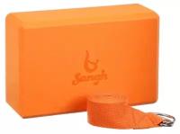 Набор для йоги (блок+ремень), цвет оранжевый