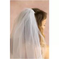 Свадебная фата для невесты или подружки невесты на девичник из белого фатина на жемчужном гребне
