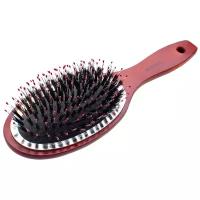 QUILIN Расческа для волос массажная, силиконовые зубчики и щетина, деревянная, Q2400W