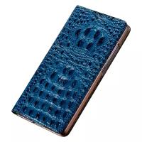 Чехол-книжка MyPads Premium для Microsoft Nokia Lumia 550 из натуральной кожи с объемным 3D рельефом спинки кожи крокодила роскошный эксклюзивный синий