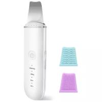 Аппарат для ультразвуковой чистки лица Face Skin Cleaning Scrubber, 4 режима, 2 массажные насадки, белый