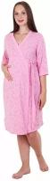 Женский комплект пеньюар и ночная сорочка в горошек Скоро мама Розовый размер 48 Кулирка Оптима трикотаж