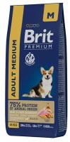 Brit Premium Dog Adult Medium сухой корм для взрослых собак средних пород с курицей 15 кг