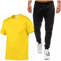 Костюм, футболка и брюки, размер 54, желтый