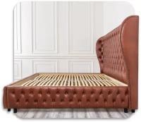 Кожаная двуспальная кровать Elborso. Кровать "LUCHIANO" из натуральной кожи. 160 см х 200 см. Коричневый. М021