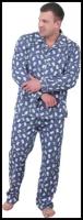 Мужская пижама Мишки Синий размер 54 Кулирка Оптима трикотаж рубашка на пуговицах с отложным воротником брюки с карманами