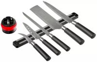 Набор кухонных ножей BRADEX самурай TK 0570 ножеточка и магнитный держатель в комплекте, 7 предметов