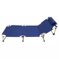 Раскладушка с подушкой, 194х68х30 см, синяя