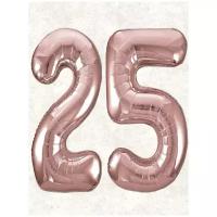 Воздушный шар фольгированный цифра Balloon " 25 / 52 " размер 102 см, розовый / розовое золото / пуд