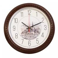 Часы настенные аналоговые Бюрократ WallC-R63P, диаметр 29 см, коричневый