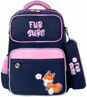 Рюкзак / ранец / портфель школьный для девочки Юнландия Complete, с пеналом в комплекте, эрго-спинка, Nice fox, 42х29х14 см