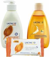 Набор Lactacyd: пермиальное масло + гель класси + салфетки