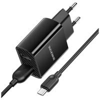 Зарядное устройство BOROFONE BA53A Powerway 2*USB + Кабель USB-Micro, 2.1A, черный
