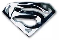 Наклейка на авто, мото, шильдик металлический на машину, мотоцикл, тюнинг автомобиля, мотоцикла знак, эмблема "Супермен" 80х55 мм