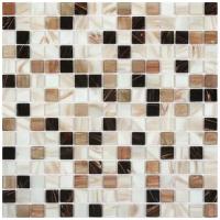 Плитка мозаика GG стекломасса бежево-коричневый микс 32,7X32,7 см. чип - 20х20 мм.