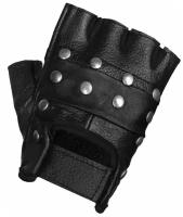 Перчатки кожаные с обрезанными пальцами RockMerch 018 с клёпками р- р. XXL
