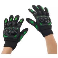 Перчатки для езды на мототехнике, с защитными вставками, пара, размер М, черно- зеленый