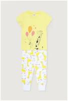 Пижама Crockid бледно-желтый, жирафы на самокатах, размер 104