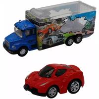 Набор грузовик + машинка die-cast красная, спусковой механизм 1:60 Funky toys FT61054