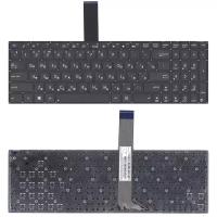 Клавиатура для ноутбука Asus K56CM, черная без рамки, плоский Enter, контакты расположены с лицевой стороны
