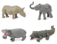 Игровой набор диких животных Jungle animal, 13 см (бегемот, слон, носорог, крокодил) Shantou Gepai Y149-1