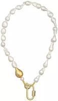 Чокер-ожерелье из мелкого барочного жемчуга с золотой жемчужиной и золотым кулон-карабином