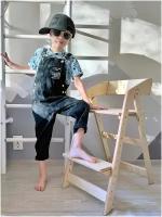 Складной растущий детский стул FORLIKE с подлокотниками, цвет натуральный, без покраски, шлифованный