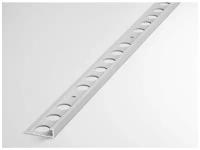 Профиль L-образный алюминиевый для плитки до 6 мм, лука ПК 01-6.2700.01л, длина 2,7м, 01л - Анод серебро матовое