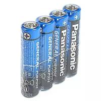 Батарейка солевая Panasonic General Purpose, AAA, R03-4S, 1.5В, спайка, 4 шт.