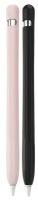 Комплект чехлов для стилуса Apple Pencil 1, силикон, 2шт., черный/розовый, Deppa