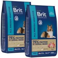 BRIT PREMIUM DOG ADULT SENSITIVE для взрослых собак всех пород с чувствительным пищеварением с ягненком и индейкой (8 + 8 кг)