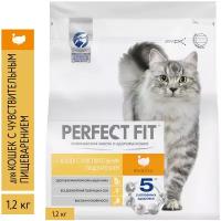 Сухой корм для кошек с чувствительным пищеварением Perfect Fit с индейкой, 1.2кг