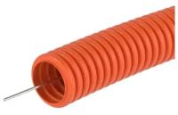 Труба ПНД гибкая гофр. д.32мм, лёгкая с протяжкой, 25м, цвет оранжевый (упак. 25м) | код. 71932 | DKC