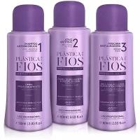 Cadiveu Plastica Dos Fios Набор для кератинового выпрямления волос "Пластическая хирургия для волос": Anti Residue Shampoo, Anti Frizz Active, Repair Mask, 3*60 мл