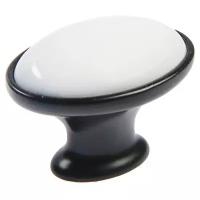 Ручка кнопка тундра РК023BL LIGHT, чёрная с белой вставкой