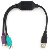Конвертер PS/2 устройства -> USB порт Cablexpert UAPS12-BK, 2xPS/2 /AM, черный