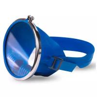 Маска для плавания / маска для подводного плавания "Глубинка", с металлическим ободком, синяя.