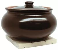Крынка - супница 2,5 литра с деревянной подставкой (1, 65 кг (шоколад)