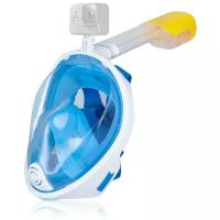 Подводная маска для плавания (снорклинга) Free Breath с креплением для экшн-камеры (синяя, размер L/XL)