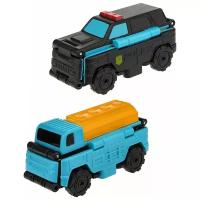 Машинка 1 TOY Transcar Double 2 в 1: Полицейский джип/Бензовоз Т18279, 8 см, черный/голубой