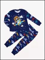 Пижама детская домашняя для мальчика (100% хлопок) Пилот (синяя)