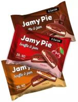 Ё|батон протеиновое печенье Jamy Pie Souffle and Jam 60 г, 9 шт, ассорти