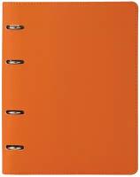 Тетрадь на кольцах со сменным блоком для учебы А5 (180х220 мм), 120 л., под фактурную кожу, Brauberg Joy, оранжевый/светло-оранжевый
