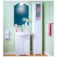 Мебель для ванной Бриклаер Лючия 55 белый глянец (тумба с раковиной + зеркало)