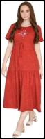 Женское платье повседневное Майский букет Бордовый размер 46 Кулирка Оптима трикотаж рисунок Цветы свободный крой округлый вырез рукав короткий