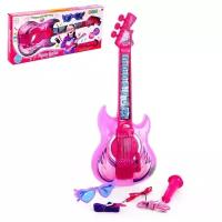 Игрушка музыкальная гитара "Играй и пой", с микрофоном, звуковые эффекты, цвет розовый 6980906