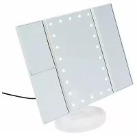 Зеркало LuazON KZ-07, подсветка, 30×18×7 см, 22 диода, 4хААА, (не в комплекте), белое
